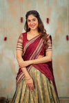 Mayuri Mint Green with Maroon Halfsaree (Set of 3)