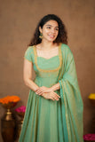 Niharika Aqua Green Maxi Dress (Set of 2)