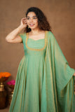 Niharika Aqua Green Maxi Dress (Set of 2)