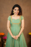 Niharika Aqua Green Maxi Dress (Set of 2)