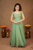 Niharika Aqua Green Maxi Dress (Set of 2)
