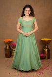 Niharika Aqua Green Maxi Dress (Set of 2)