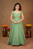 Niharika Aqua Green Maxi Dress (Set of 2)