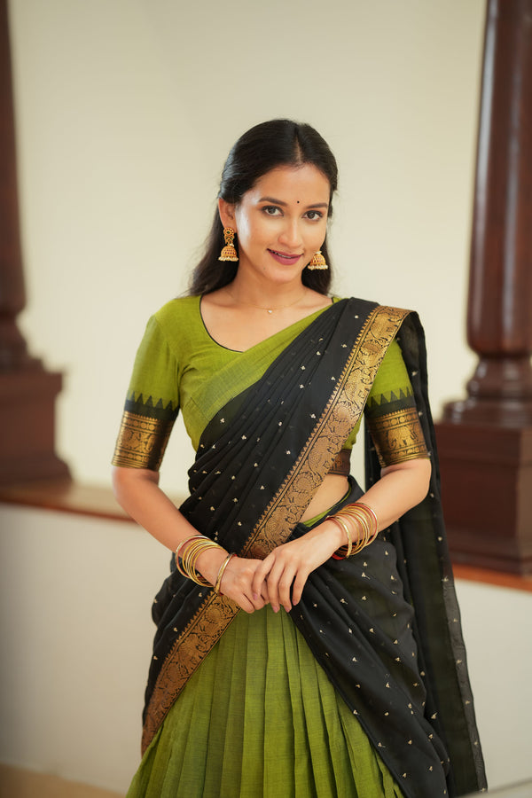 Prisha Olive Green Halfsaree – Mom & Me Set