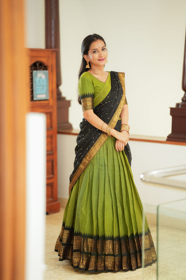 Prisha Olive Green Halfsaree – Mom & Me Set