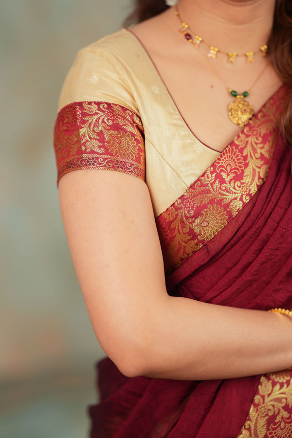 Iniya Gold with Maroon Halfsaree (Set of 3)