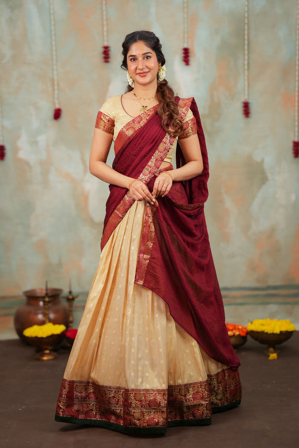 Iniya Gold with Maroon Halfsaree (Set of 3)