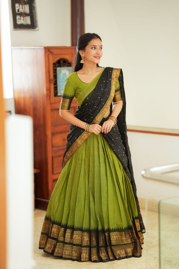 Prisha Olive Green Halfsaree – Mom & Me Set