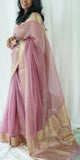 Onion Pink Organza Tissue Saree with Blouse