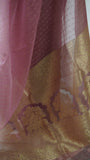 Onion Pink Organza Tissue Saree with Blouse