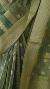 Olive Green Organza Tissue Saree with Blouse