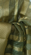 Olive Green Organza Tissue Saree with Blouse