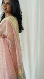 Pastel Pink Organza Tissue Saree with Blouse