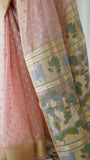 Pastel Pink Organza Tissue Saree with Blouse