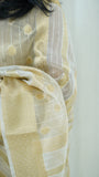 White and Gold Organza Tissue Saree with Blouse