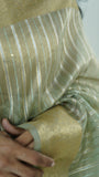 Pastel Green Organza Tissue Saree with Blouse