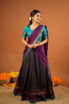 IMD - Ruhika Navy Handwoven Half Saree Set