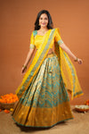 Akhila Yellow & Teal Banarasi Lehenga Set