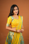 Akhila Yellow & Teal Banarasi Lehenga Set