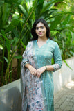 Charita Pastel Green Chanderi Kurta Set with Kalamkari Dupatta (set of 2)
