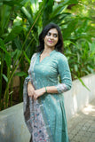 Charita Pastel Green Chanderi Kurta Set with Kalamkari Dupatta (set of 2)