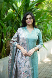 Charita Pastel Green Chanderi Kurta Set with Kalamkari Dupatta (set of 2)