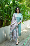 Charita Pastel Green Chanderi Kurta Set with Kalamkari Dupatta (set of 2)