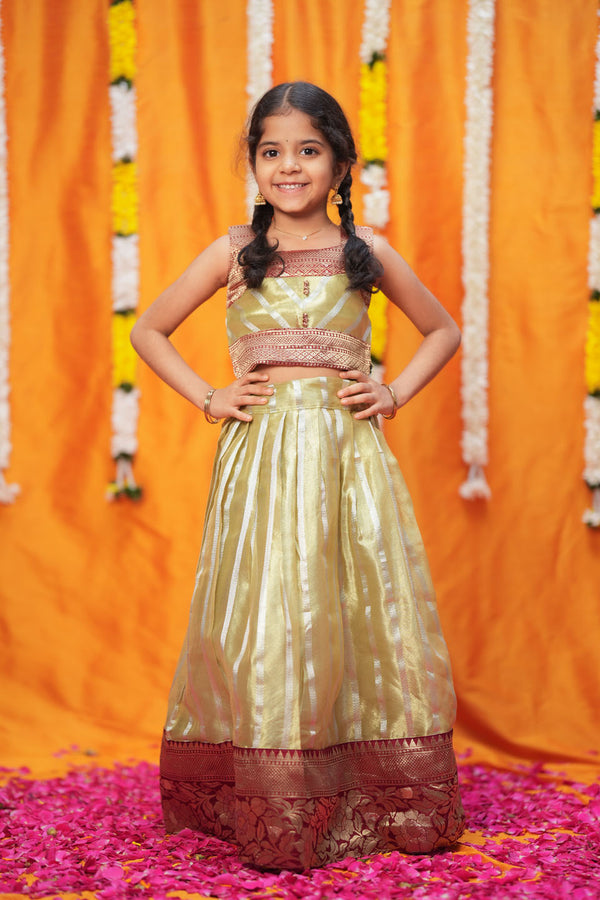 Pavitra Green Organza Top & Skirt Mini