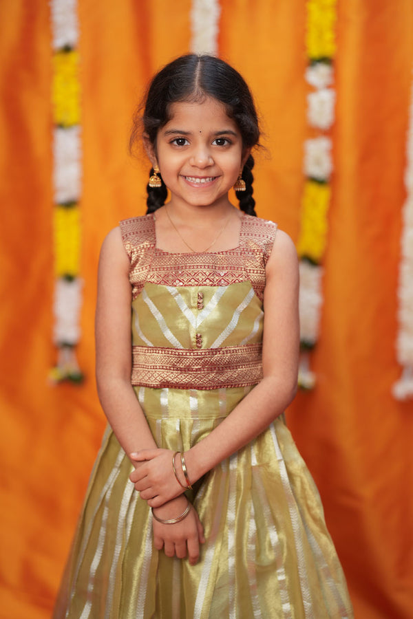 Pavitra Green Organza Top & Skirt Mini