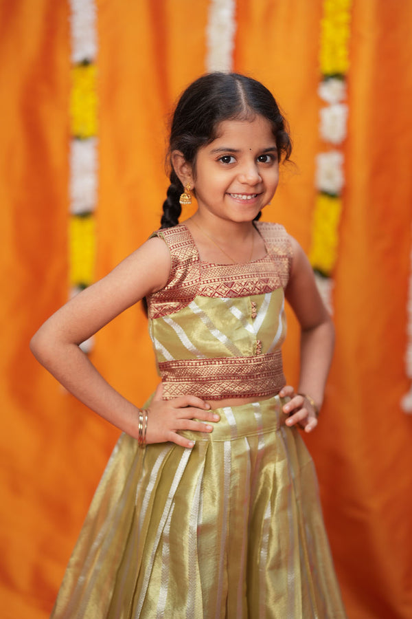 Pavitra Green Organza Top & Skirt Mini