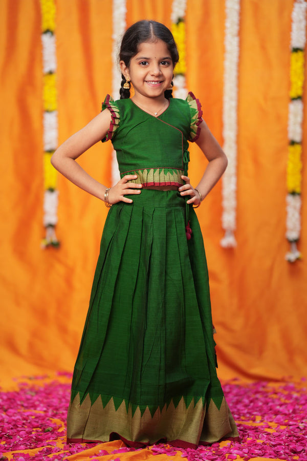 IMD - Gautami Green Handlloom Top & Skirt Mini