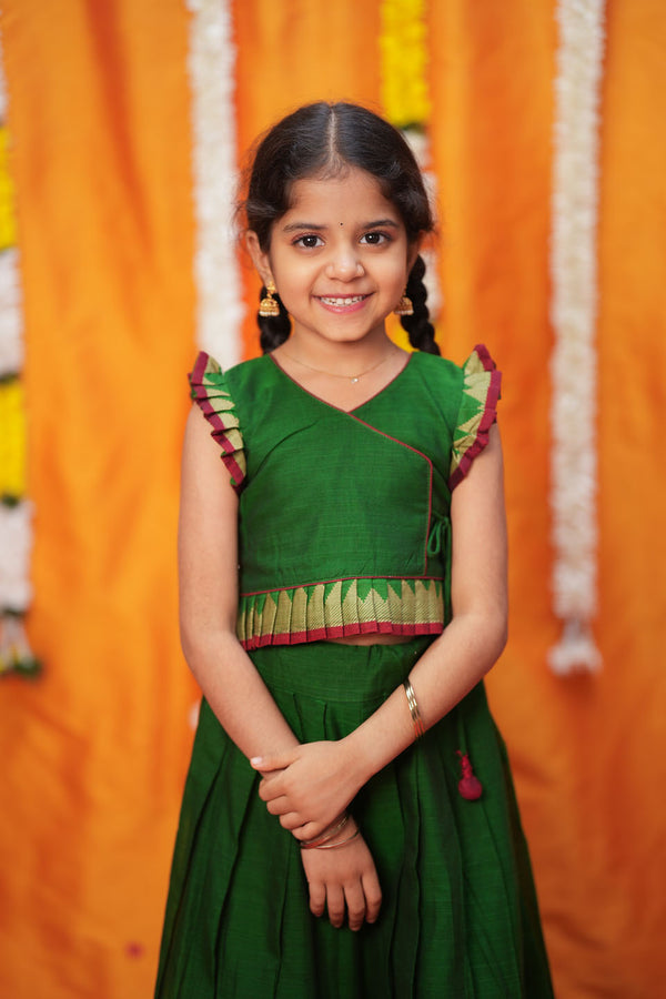 IMD - Gautami Green Handlloom Top & Skirt Mini