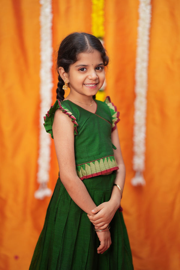IMD - Gautami Green Handlloom Top & Skirt Mini