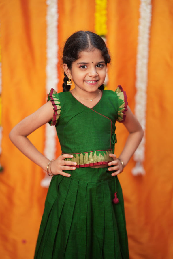 IMD - Gautami Green Handlloom Top & Skirt Mini