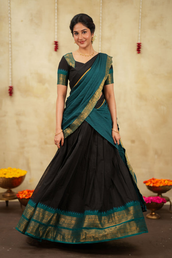 Maanvi Black Halfsaree (Set of 3 )