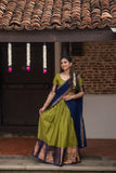 IMD - Pooja Olive Green with Navy Blue Handlom Halfsaree