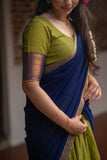 IMD - Pooja Olive Green with Navy Blue Handlom Halfsaree