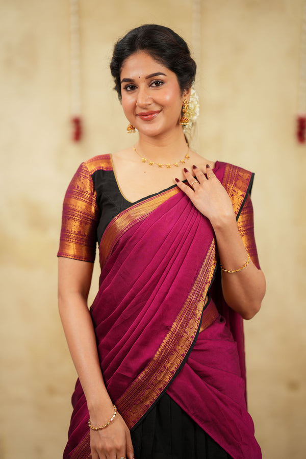 Tamizh Black Halfsaree (Set of 3 )