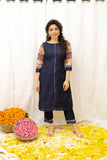 Praveena Navy Blue Kurti Set