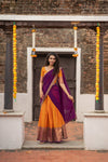 IMD - Pooja Orange with Purple Handlom Halfsaree