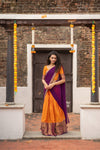 IMD - Pooja Orange with Purple Handlom Halfsaree