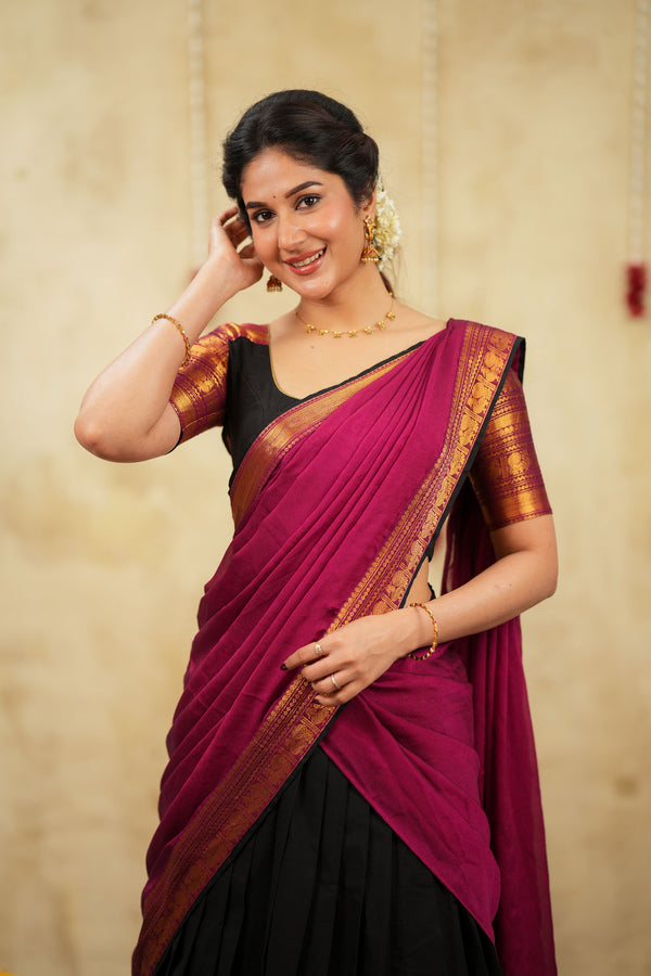 Tamizh Black Halfsaree with Lehenga Mom & Me