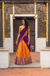 IMD - Pooja Orange with Purple Handlom Halfsaree