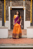 Pooja Orange with Purple Handlom Halfsaree