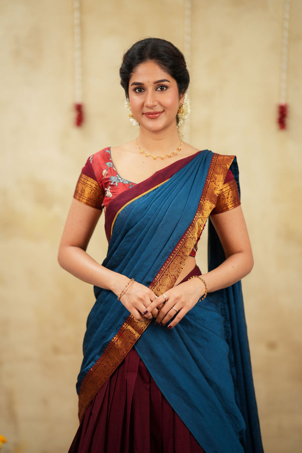 Radha Maroon Halfsaree (Set of 3 )