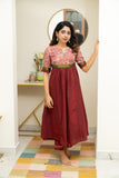 Varshini Peach & Maroon Kurti Set