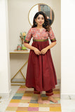 Varshini Peach & Maroon Kurti Set