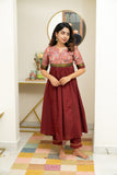 Varshini Peach & Maroon Kurti Set