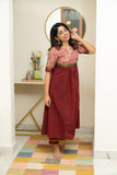 Varshini Peach & Maroon Kurti Set