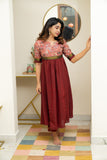 Varshini Peach & Maroon Kurti Set